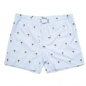 NEW BERMIES men's palm stripes swim trunks in blue